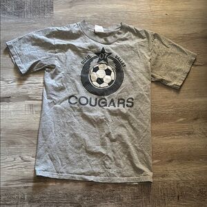 Anvil Gray Short Sleeve Tee with Soccer Graphic